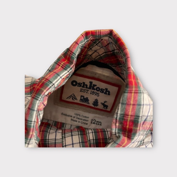 Oshkosh Holiday Plaid Button Up Onesie - Picture 2 of 3